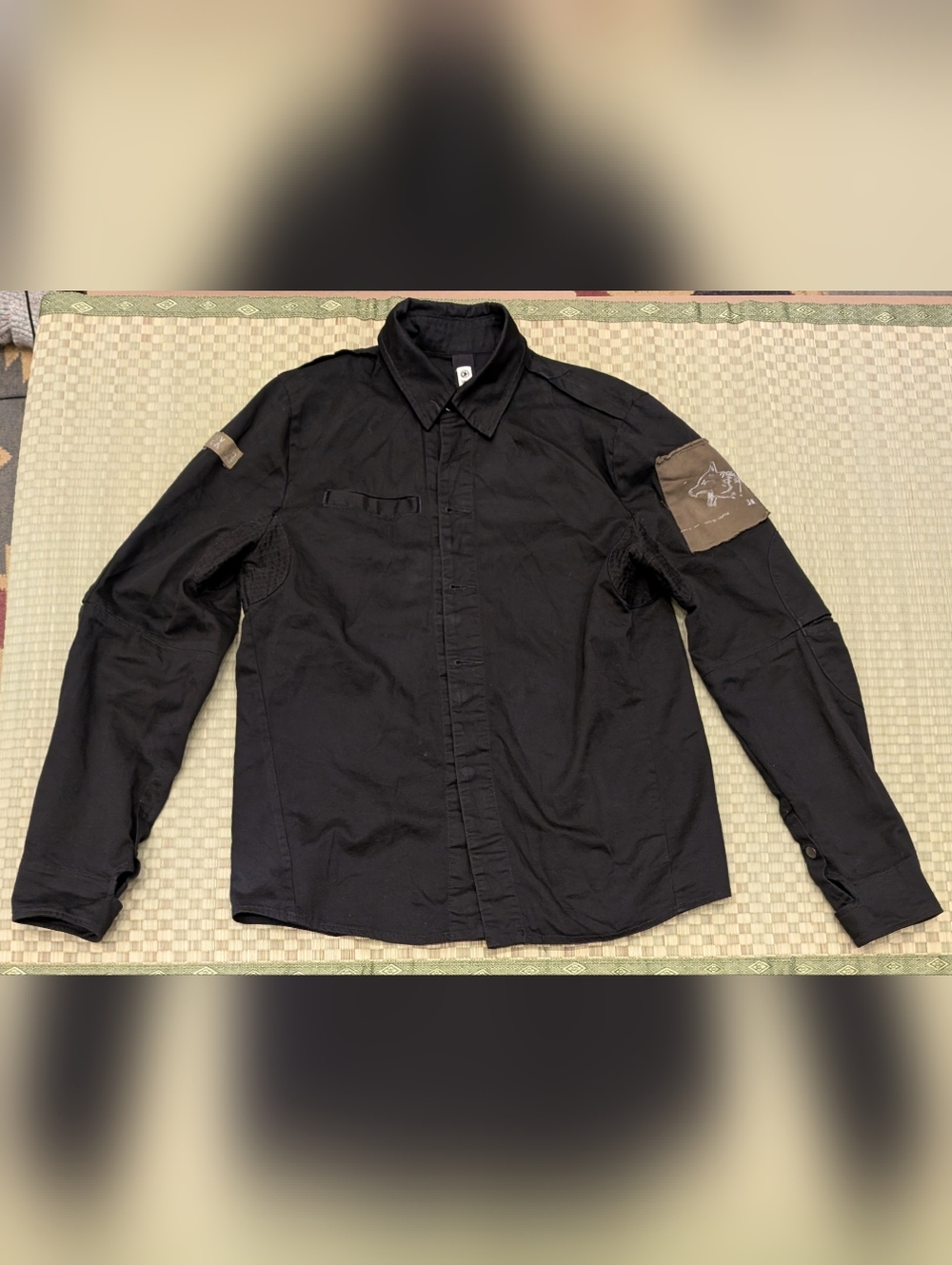RARE NICE Collective Button Up Shirt w/ Patches Men's Size Medium Made in USA